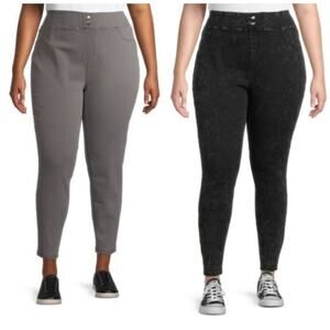 Lot of 2 pair Terra & Sky Jeggings Gray and Black Acid Wash size 3X (24W-26W)